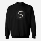 Schwarzes Sweatshirt Kreisdesign mit S-Motiv, Unisex Grafikshirt
