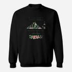 Schwarzes Sweatshirt mit Berg- und Blumendruck, Inspirierendes Zitat Design