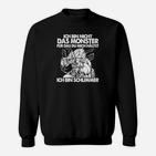 Schwarzes Sweatshirt mit Drachen & Spruch: Ich bin schlimmer als das Monster
