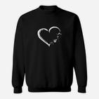 Schwarzes Sweatshirt mit Herzlinien-Design, Modisches Tee für Liebe