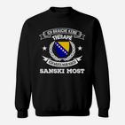 Schwarzes Sweatshirt Sanski Most Therapie mit Bosnien-Flagge