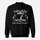Schwarzes Sweatshirt Unterschätze Nie Frau mit Großem Schweizer Sennenhund