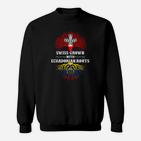 Schweizer Ecuadorianische Wurzeln Sweatshirt, Schwarz mit Design