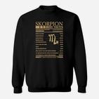 Skorpion Sternzeichen Sweatshirt Schwarz, Goldfolien Zodiac Design