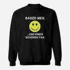 Smiley-Grafik Schwarzes Sweatshirt mit Provokativem Spruch, Trendy Tee