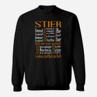 Stier Sternzeichen Wortwolke Sweatshirt, Design für Leidenschaft & Stärke