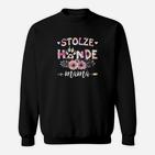 Stolze Hunde-Mama Damen Sweatshirt mit Blumen, Schwarzes Tee