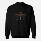 Strass-Weinglas Schwarzes Sweatshirt, Elegante Mode für Weintrinker