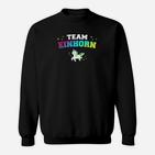 Team Einhorn Schwarz Sweatshirt, Buntes Einhorn-Motiv