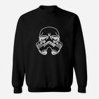 Totenkopf und Stern Motiv Schwarzes Sweatshirt, Gothic Stil Tee