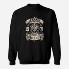 Vintage Juni 1971 Geburt von Legenden Schwarz Sweatshirt, Retro Geburtstags-Sweatshirt