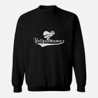 Volleyzeitimana Schwarzes Sweatshirt mit Volleyball-Feder-Design, Sportliches Hemd