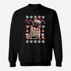 Weihnachtliches Mops-Sweatshirt mit Schneeflocken & Zuckerstangen-Motiv