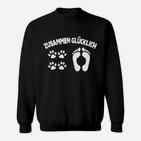 Zusammen Glücklich Schwarzes Sweatshirt, Pfoten & Fußabdruck Design