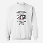 Einfache Frau Camping & Wein Damen Sweatshirt mit Wohnmobil-Muster