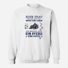 Frau, Wein, Pferd & Katze Spruch Sweatshirt, Lustiges Damen Tee