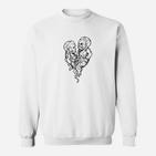 Gehirn-Herz Illustration Sweatshirt Herren, Schwarz-Weiß Design