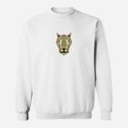 Geometrisches Katzenkopf Sweatshirt für Herren, Modernes Tiermotiv - Weiß