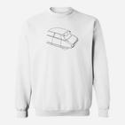 Herren Sweatshirt mit Auto-Linienkunst, Minimalistisches Design, Weiß