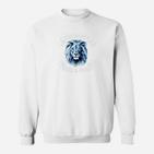 Herren Sweatshirt mit blauem Löwen-Print und Motto, Weiß