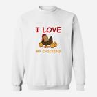 I Love My Chickens Sweatshirt mit Cartoon-Hühnern für Geflügelliebhaber