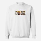 Klassisches Weißes Sweatshirt - 'CUBA' im Vintage-Reise-Design