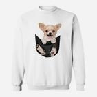 Lustiges Chihuahua Taschen-Design Sweatshirt, Hunde-Motiv Oberteil