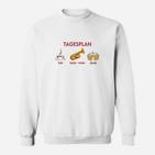 Tagesplan Herren Sweatshirt mit Wurst, Bier & TV, Lustiges Grafik-Sweatshirt