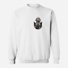 Weißes Herren Sweatshirt mit Katzenfoto-Aufdruck, Stilvolles Sweatshirt für Katzenliebhaber