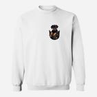 Weißes Herren Sweatshirt mit niedlichem Hunde-Aufdruck, Tiermotiv Tee