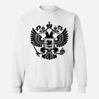 Weißes Sweatshirt mit Schwarzem Adler-Wappen-Print für Herren