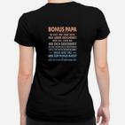 Bonus Papa Schwarz Frauen Tshirt, Aufdruck für Stiefväter