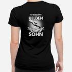 Helden Vater und Sohn Duo Schwarz Frauen Tshirt, Familien Partnerlook