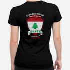 Libanesisches Stolz Frauen Tshirt Nicht Perfekt, Aber Lebanese, Humorvolles Design in Schwarz