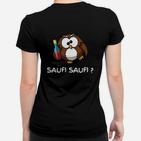 Lustiges Eulen-Motiv Frauen Tshirt Saufi Saufi mit Flaschen-Design für Partys