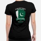 Pakistaner Stolz Frauen Tshirt, Spruch und Flagge Design - Schwarz