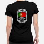 Portugal Flaggen-Frauen Tshirt mit Patriotischem Spruch, Schwarz