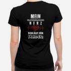 Schwarzes Frauen Tshirt Mein Herz schlägt für Kinder EKG-Design