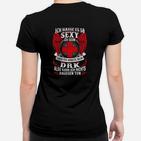 Sexy DRK Mitarbeiter Schwarzes Frauen Tshirt mit Schweizer Kreuz & Lustigem Spruch