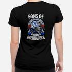 Sons of Oberhausen Biker Frauen Tshirt, Schwarzes Tee mit Motorradmotiv