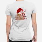 Retro Motorrad Sonnenuntergang Grafik Frauen Tshirt, Vintage Biker Design