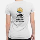 Weiße Frauen Tshirt mit Weltrekord-Motiv, Motiv Wir fahren für den Weltrekord
