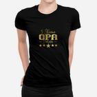 5 Sterne Opa Deluxe Frauen Tshirt, Schwarzes Tee mit Goldenem Druck