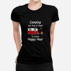 Camping mit Frau & Hund Frauen Tshirt, Lustiges Happy Hour Frauen Tshirt