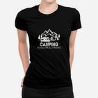 Camping-Therapie Schwarzes Frauen Tshirt, Bergmotiv und Spruch Design