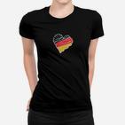 Deutschland Herzflaggen Frauen Tshirt für Herren in Schwarz, Patriotisches Design