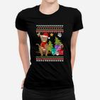 Festliches Katzen-Weihnachts-Frauen Tshirt, Ugly-Sweater-Design