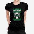 Gamer-Apokalypse Frauen Tshirt, Schwarzes mit Spruch & Totenkopf-Design