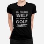 Golf Wolf Schwarzes Herren Frauen Tshirt, Lustiges Motiv für Golfsportfans