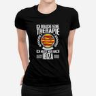 Ibiza Urlaub Liebhaber Frauen Tshirt, Schwarzes mit Lustigem Spruch & Spanien Emblem